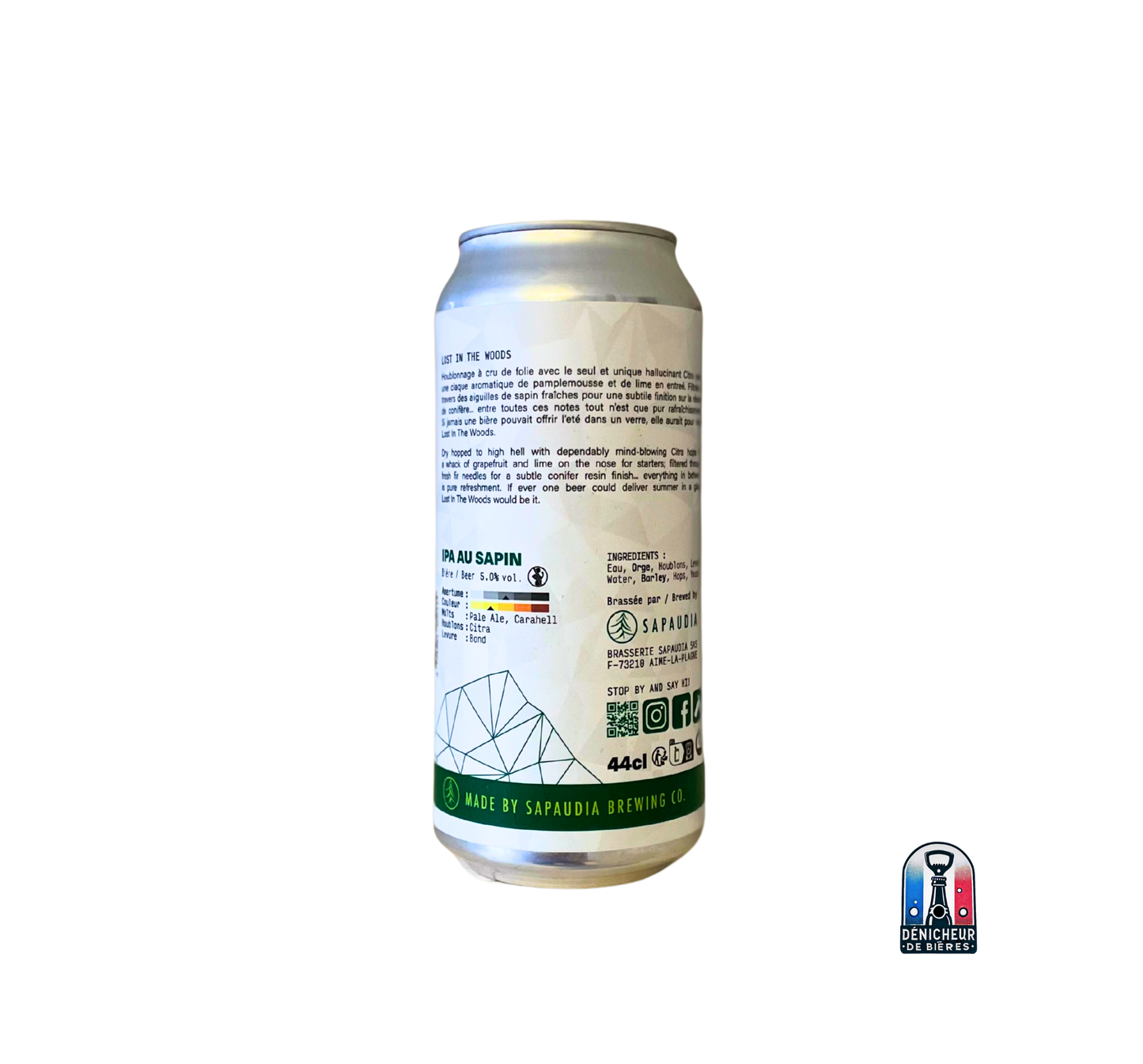 canette de la bière Lost in the Woods – IPA au Sapin | Sapaudia brewing disponible sur denicheurdebieres.fr