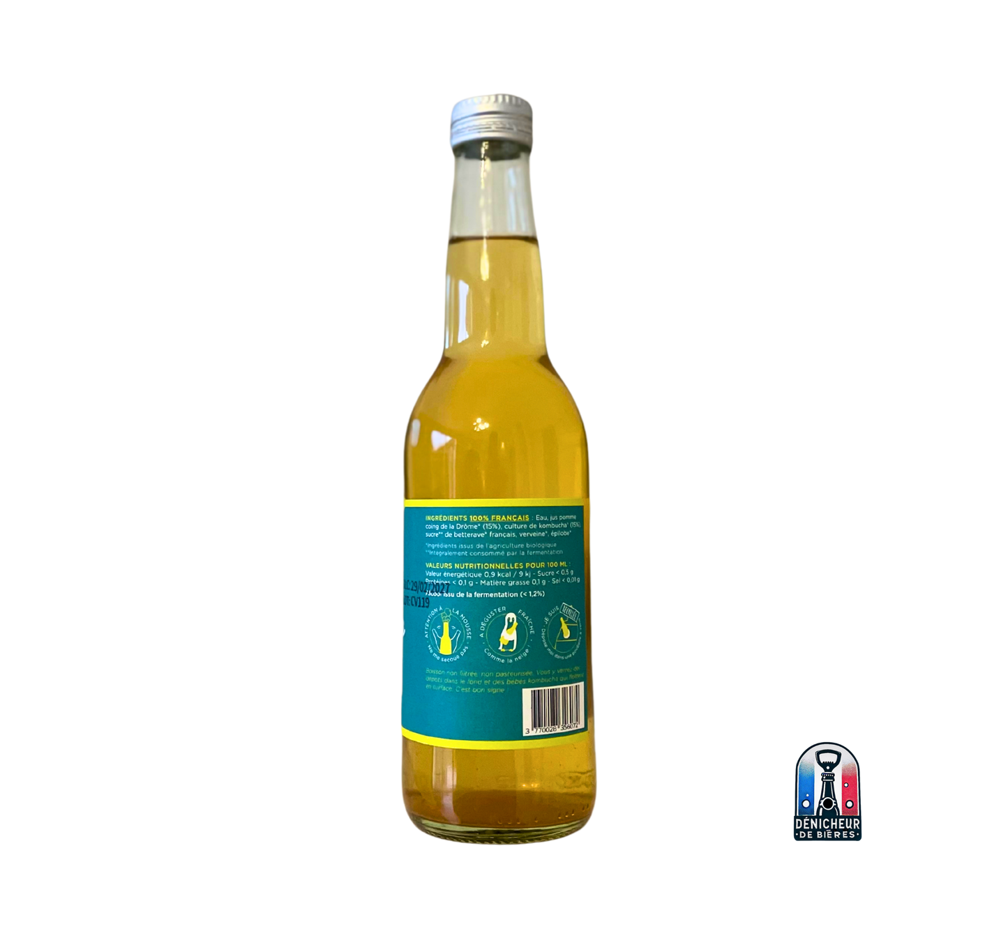 bouteille kombucha pomme coing verveine Kombuch'Alpes -boisson fermentée artisanale bio