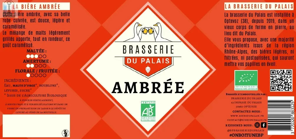 Bière ambré - 4,4% Brasserie du Palais