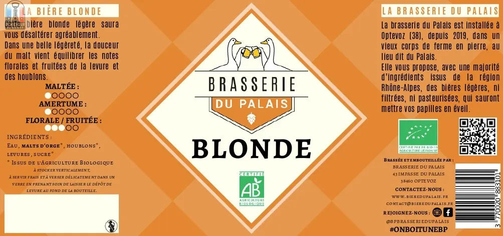Bière blonde - 4,4% Brasserie du Palais