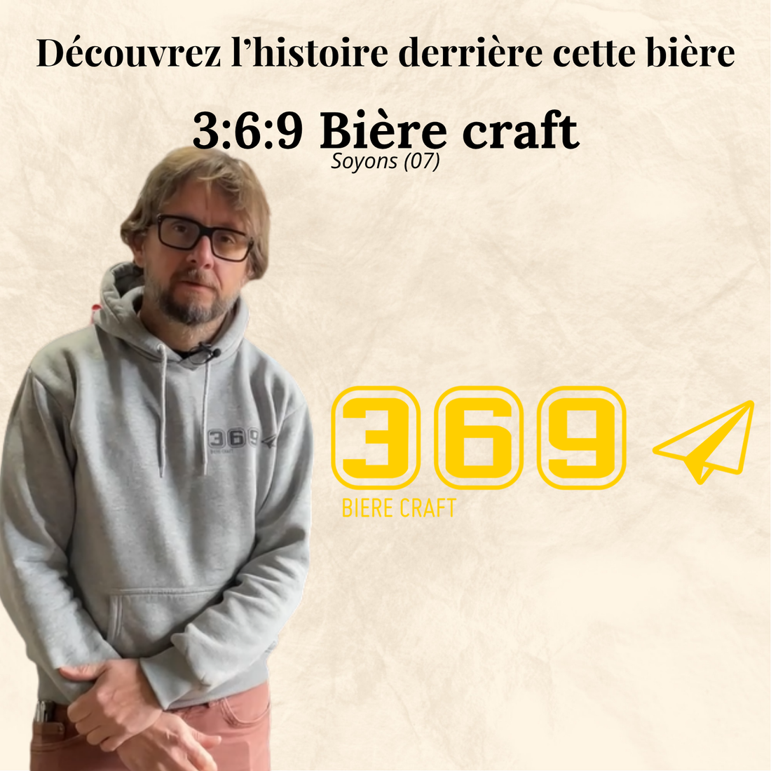 Affiche de la brasserie 3:6:9 Biere craft avec la photo du brasseur et son logo