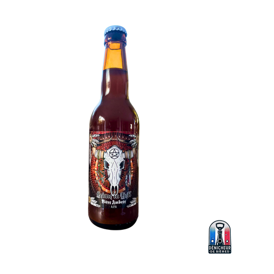 Bière bouteille artisanale représentant l'étiquette de la brasserie des faux semblables